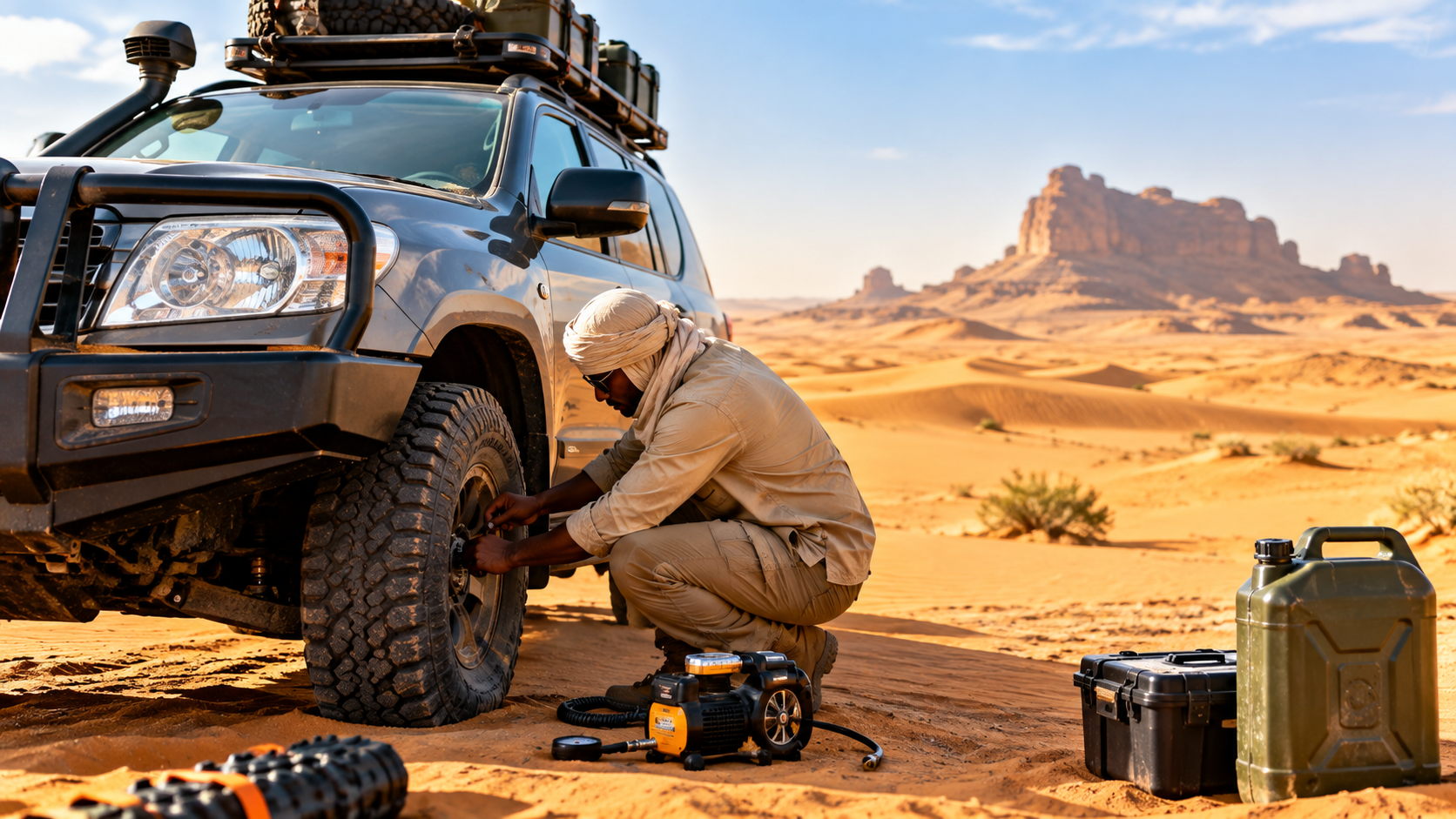 Desert tire check adventure