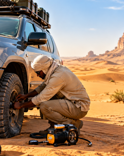 Thumb desert tire check adventure